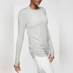 Athleta Drishti long sleeve gray pullover lightweight sweatshirt with thumb hole